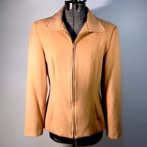 Finity Studio Wool Bld Tan Sz8 Lined Zip Up Jacket